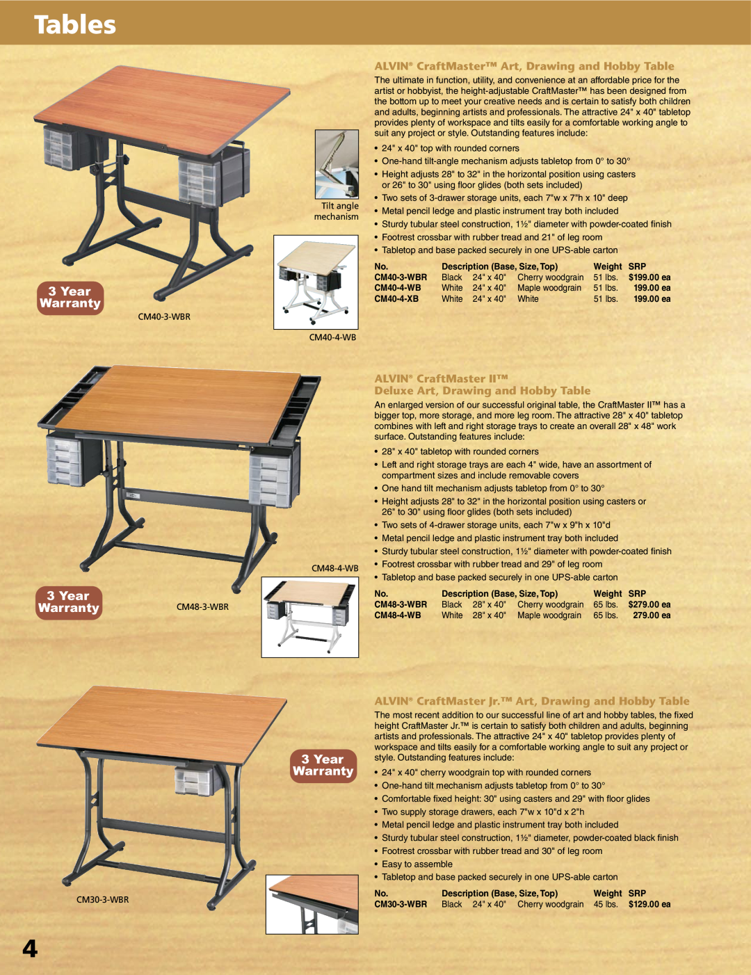 Alvin XX-4-XB Tables, 3Year Warranty, ALVIN CraftMaster Art, Drawing and Hobby Table, Deluxe Art, Drawing and Hobby Table 