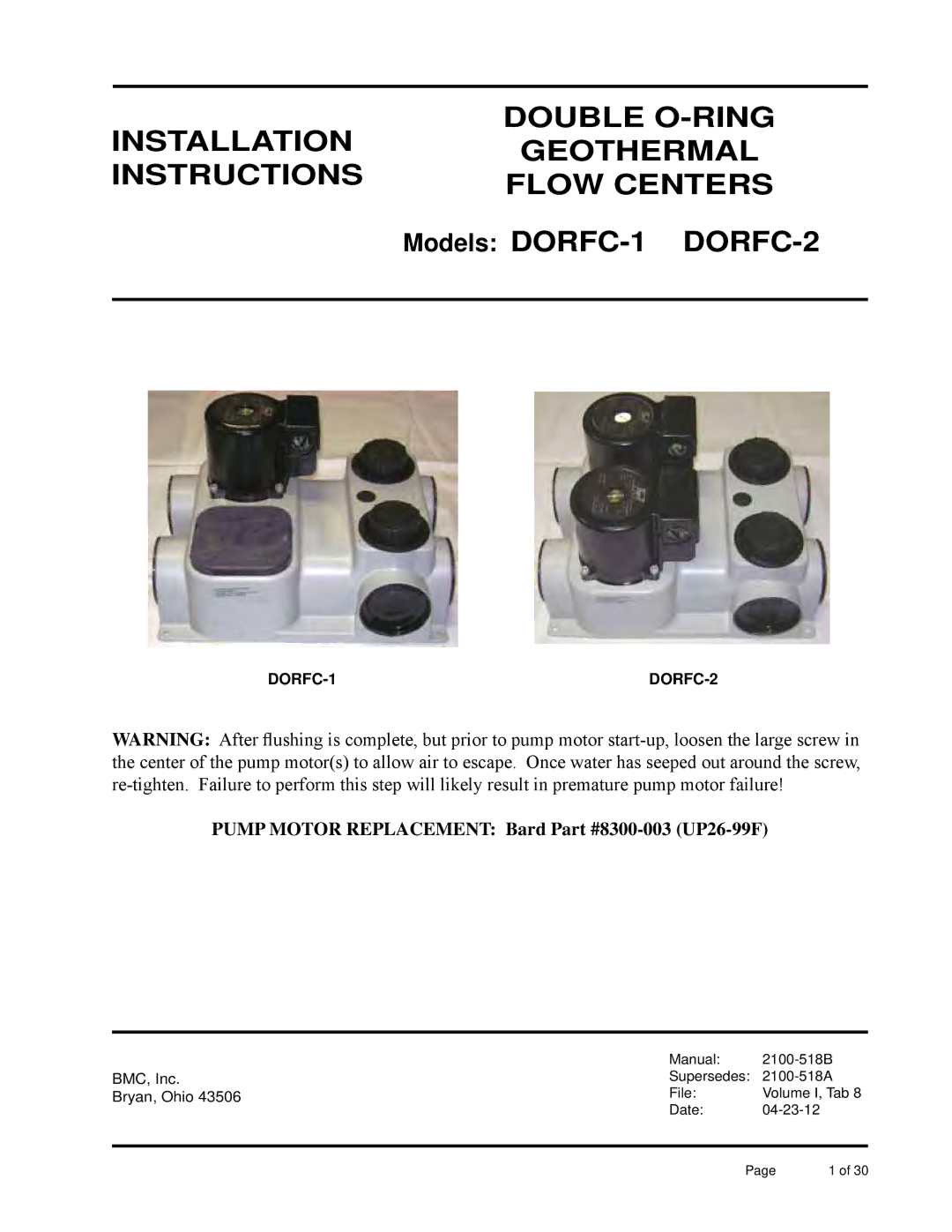 AMABILIA installation instructions Models DORFC-1 DORFC-2 