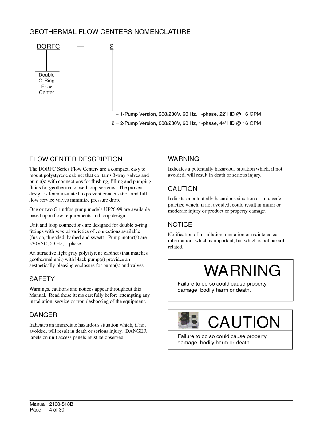 AMABILIA DORFC-2, DORFC-1 installation instructions FLow center description, SAfEty 