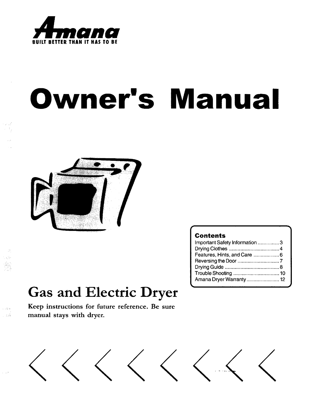 Amana 40086001 owner manual ABltllr, Contents 