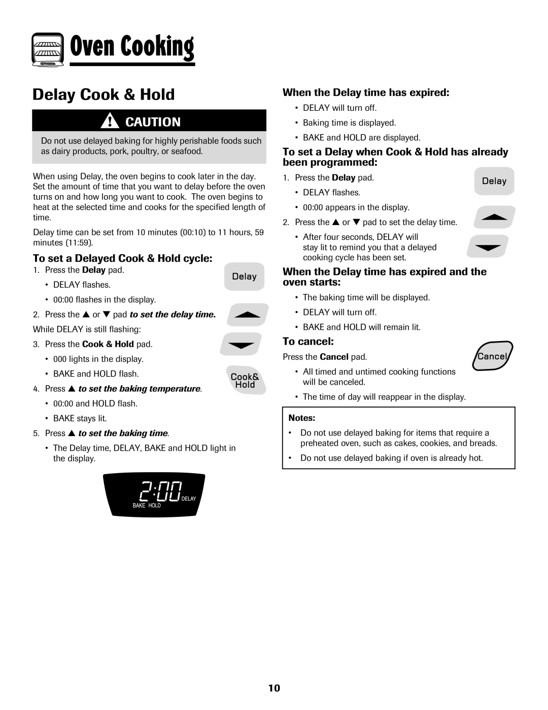 Amana 500 important safety instructions Delay Cook & Hold 