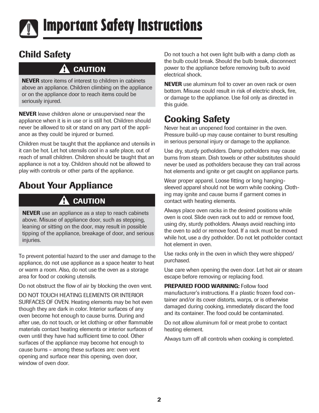 Amana 8113P454-60 warranty Important Safety Instructions, Child Safety, About Your Appliance, Cooking Safety 