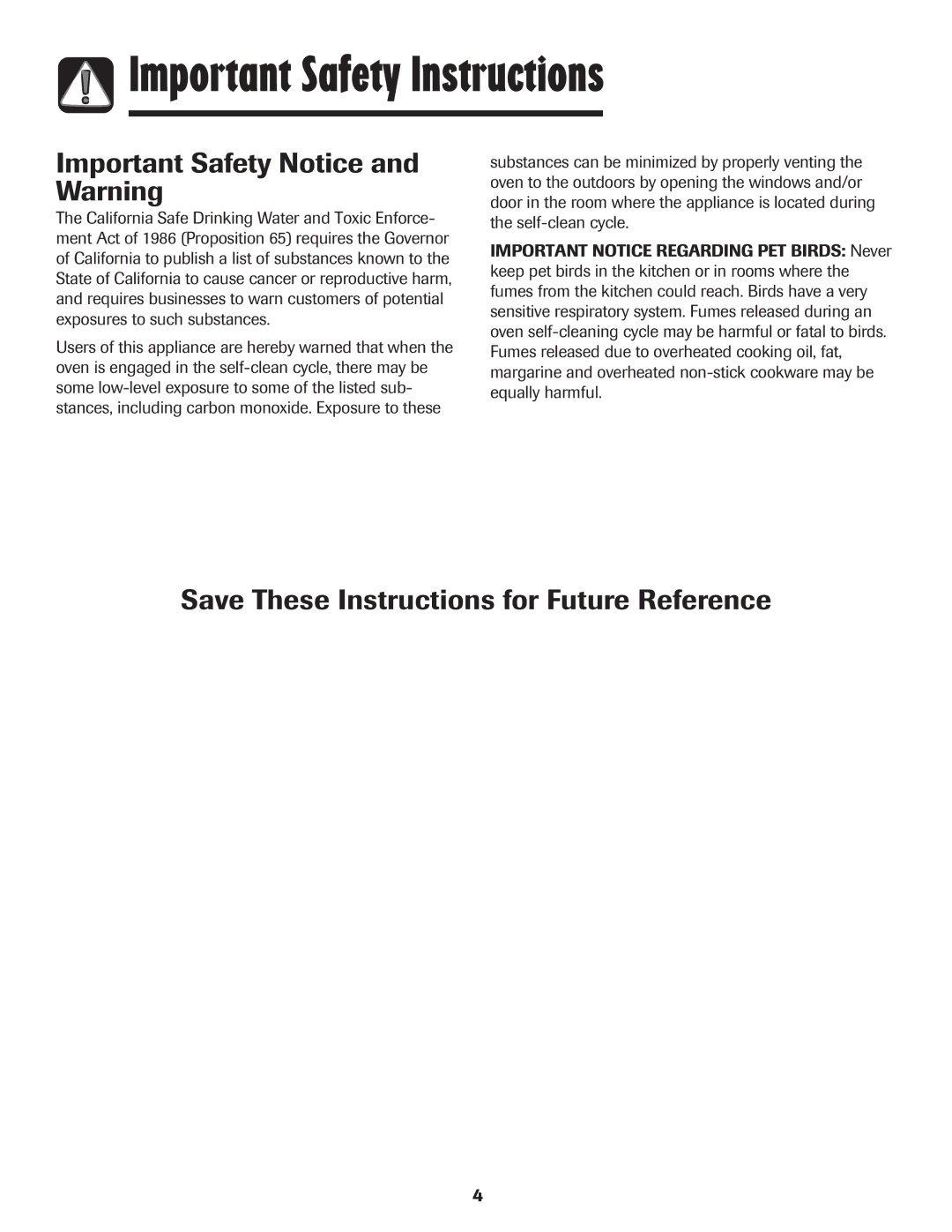 Amana 8113P454-60 warranty Important Safety Notice and Warning, Save These Instructions for Future Reference 