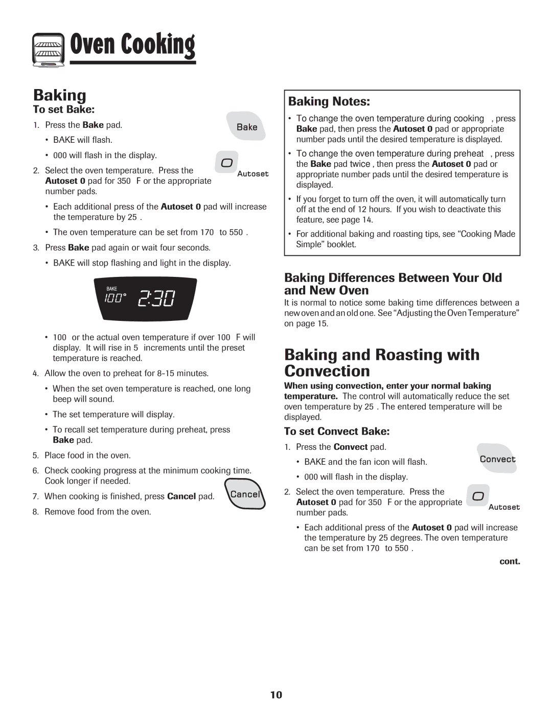 Amana 8113P487-60 Baking and Roasting with Convection, Baking Notes, Baking Differences Between Your Old and New Oven 