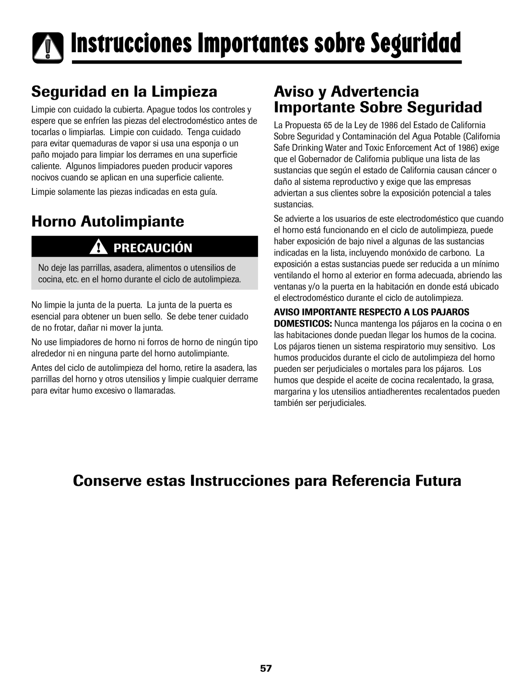 Amana 8113P487-60 Seguridad en la Limpieza, Horno Autolimpiante, Aviso y Advertencia Importante Sobre Seguridad 