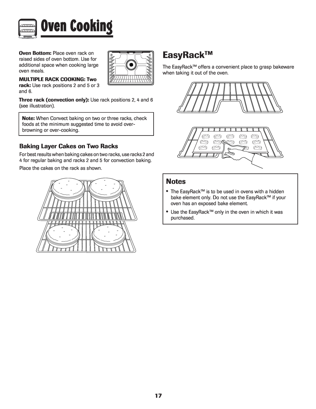 Amana 8113P487-60 important safety instructions EasyRackTM, Baking Layer Cakes on Two Racks, Oven Cooking 
