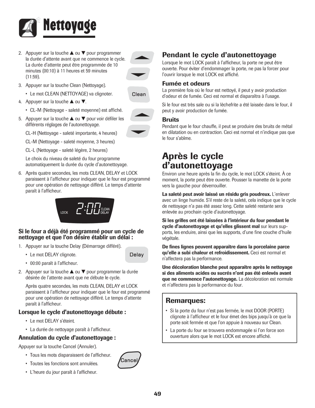 Amana 8113P515-60 manual Après le cycle d’autonettoyage, Pendant le cycle d’autonettoyage 