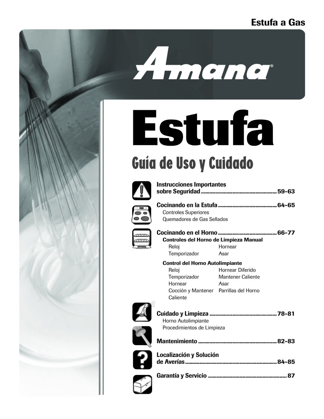 Amana 8113P515-60 manual Estufa a Gas 