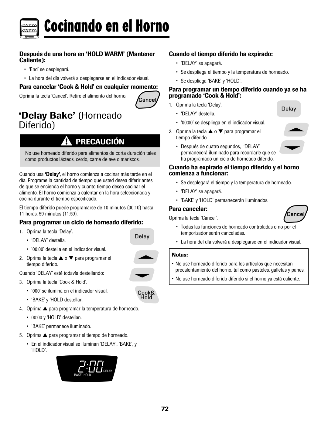 Amana 8113P515-60 manual ‘Delay Bake’ Horneado Diferido 