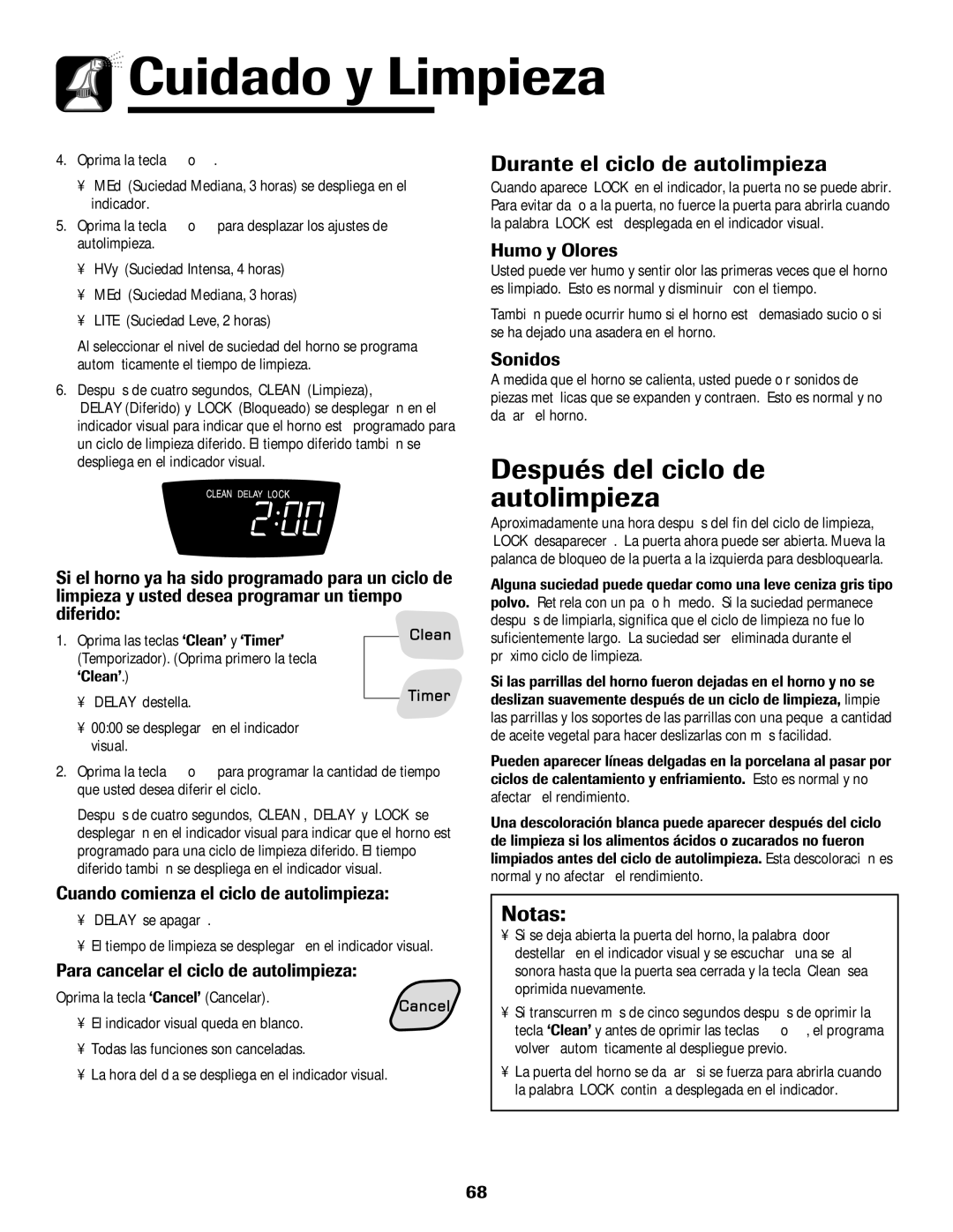 Amana 8113P550-60 manual Después del ciclo de autolimpieza, Durante el ciclo de autolimpieza, Notas 