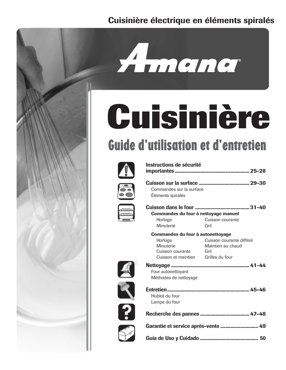 Amana 8113P595-60 manual Cuisinière électrique en éléments spiralés 