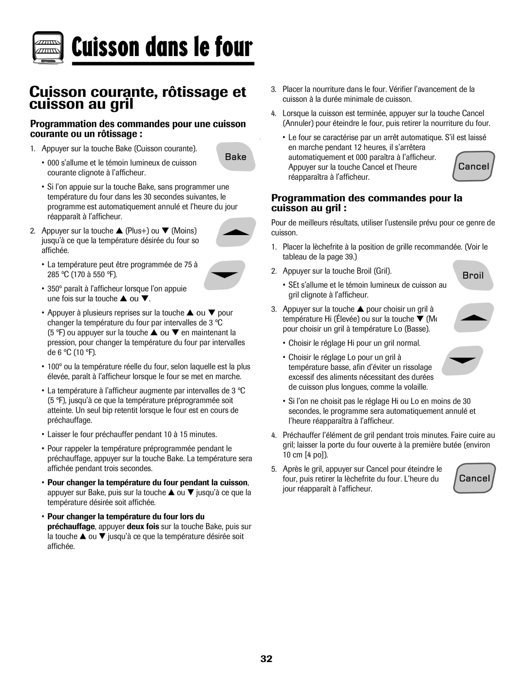 Amana 8113P595-60 Cuisson courante, rôtissage et cuisson au gril, Programmation des commandes pour la cuisson au gril 