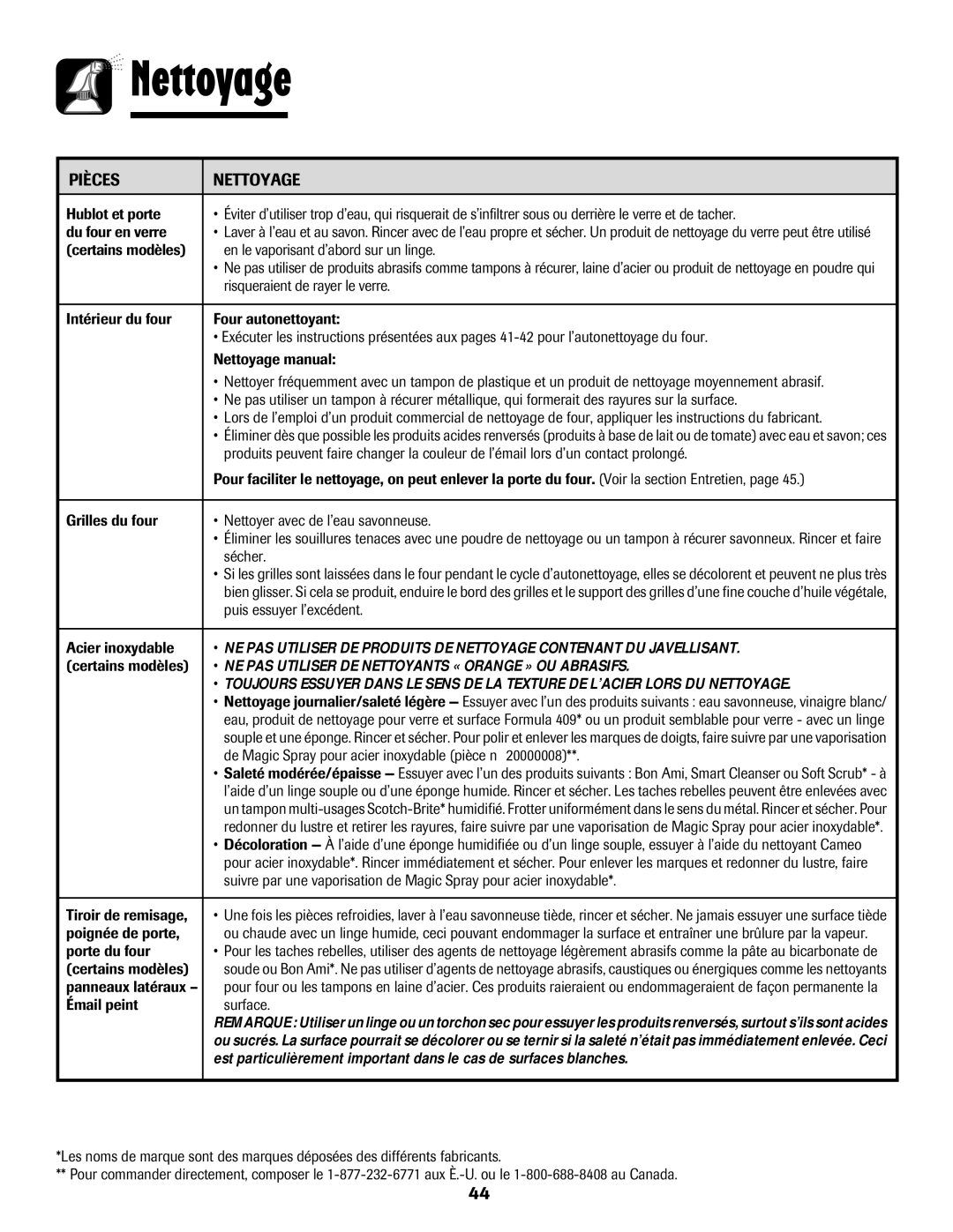 Amana 8113P595-60 manual Certains modèles En le vaporisant d’abord sur un linge, Risqueraient de rayer le verre, Sécher 