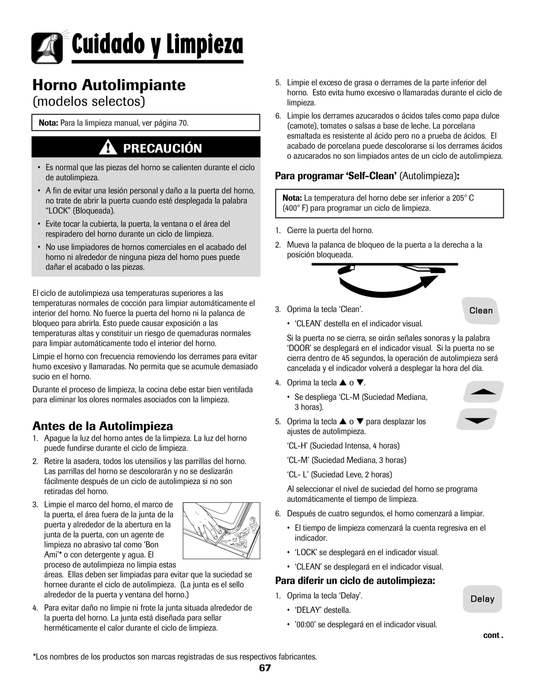 Amana 8113P595-60 manual Antes de la Autolimpieza, Para programar ‘Self-Clean’ Autolimpieza 