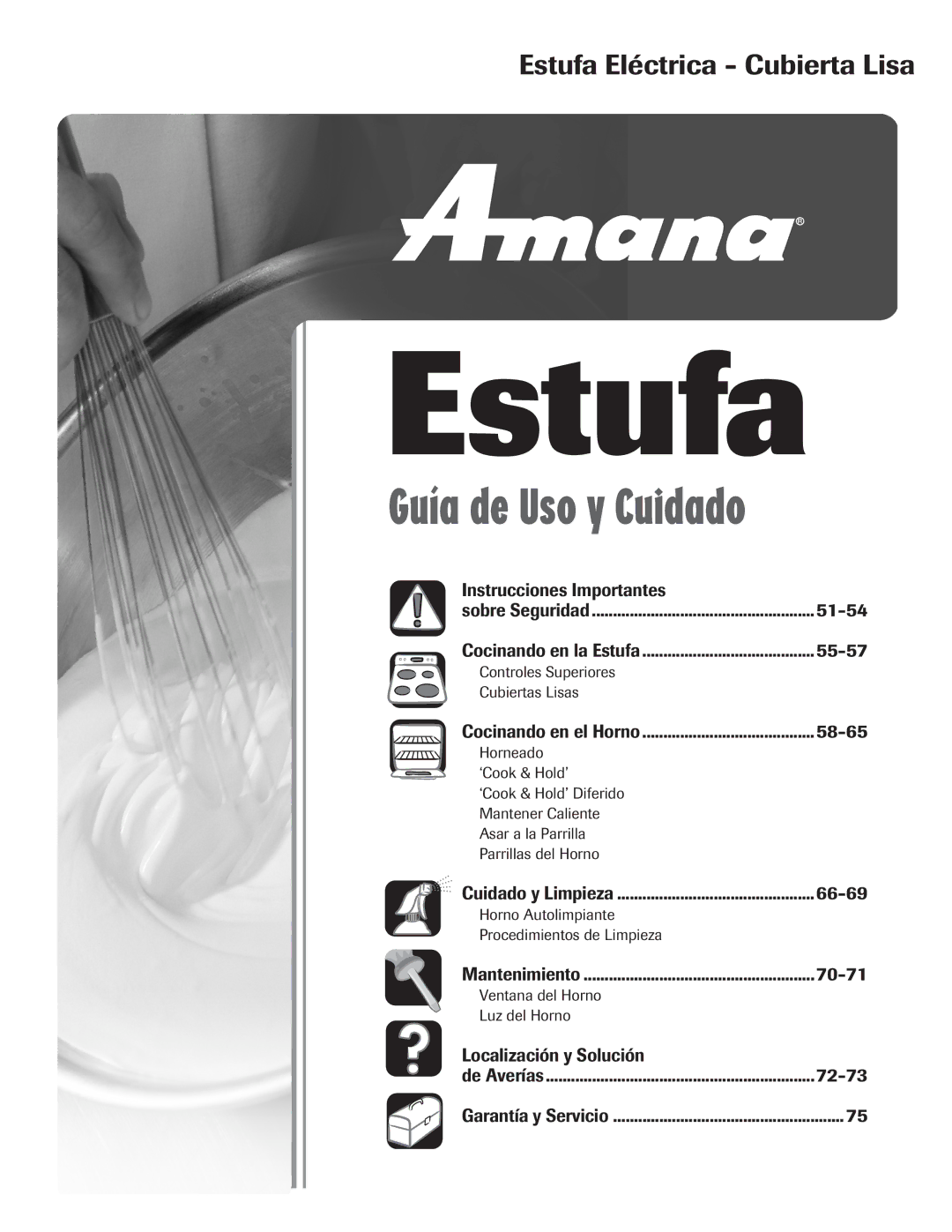 Amana 8113P596-60 important safety instructions Estufa Eléctrica Cubierta Lisa 