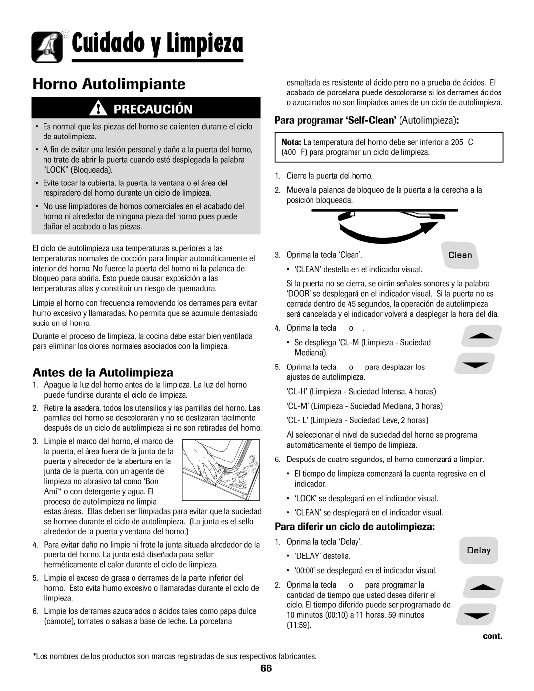 Amana 8113P596-60 Antes de la Autolimpieza, Para programar ‘Self-Clean’ Autolimpieza, Proceso de autolimpieza no limpia 