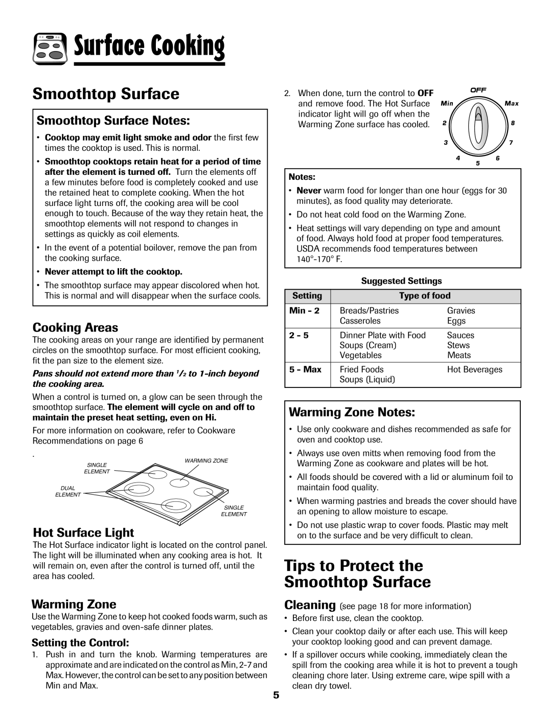 Amana 8113P598-60 manual Tips to Protect Smoothtop Surface 