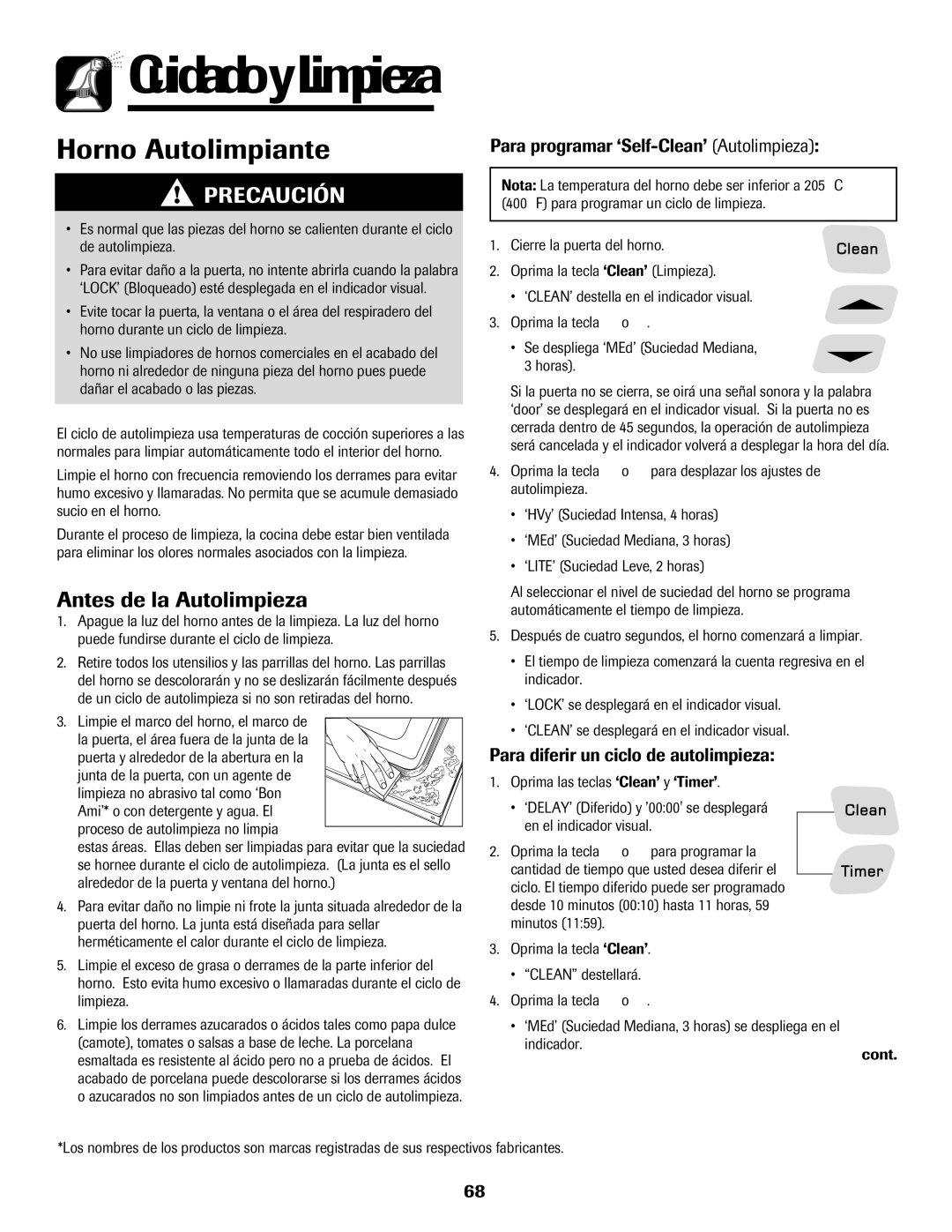 Amana 8113P598-60 Antes de la Autolimpieza, Para programar ‘Self-Clean’ Autolimpieza, Proceso de autolimpieza no limpia 