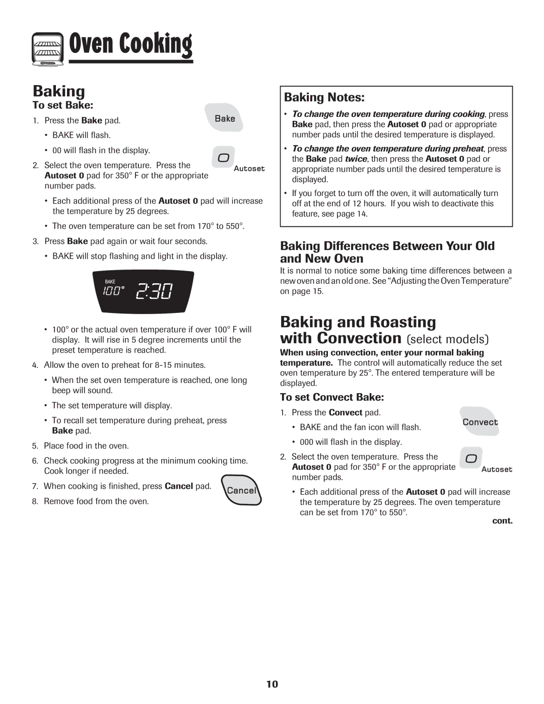 Amana 8113P765-60 important safety instructions Baking and Roasting With Convection select models, Baking Notes 