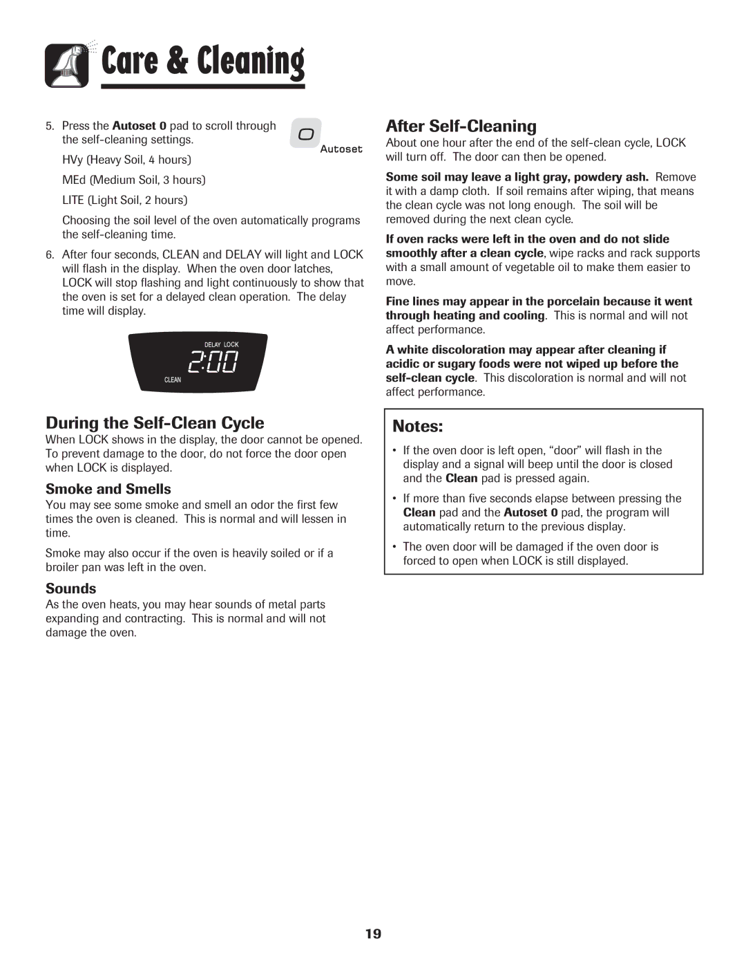 Amana 8113P765-60 important safety instructions After Self-Cleaning, During the Self-Clean Cycle, Smoke and Smells, Sounds 