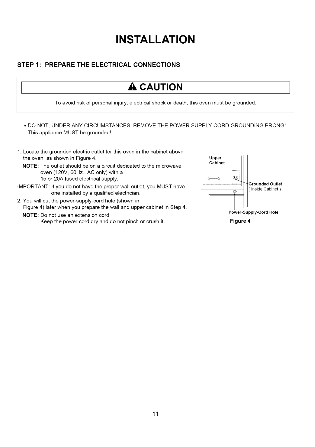 Amana A CO15ZOA owner manual Prepare the Electrical Connections 