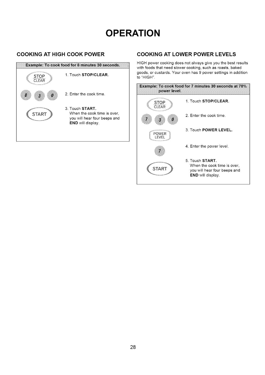 Amana A CO15ZOA owner manual Cooking AT High Cook Power, Cooking AT Lower Power Levels 