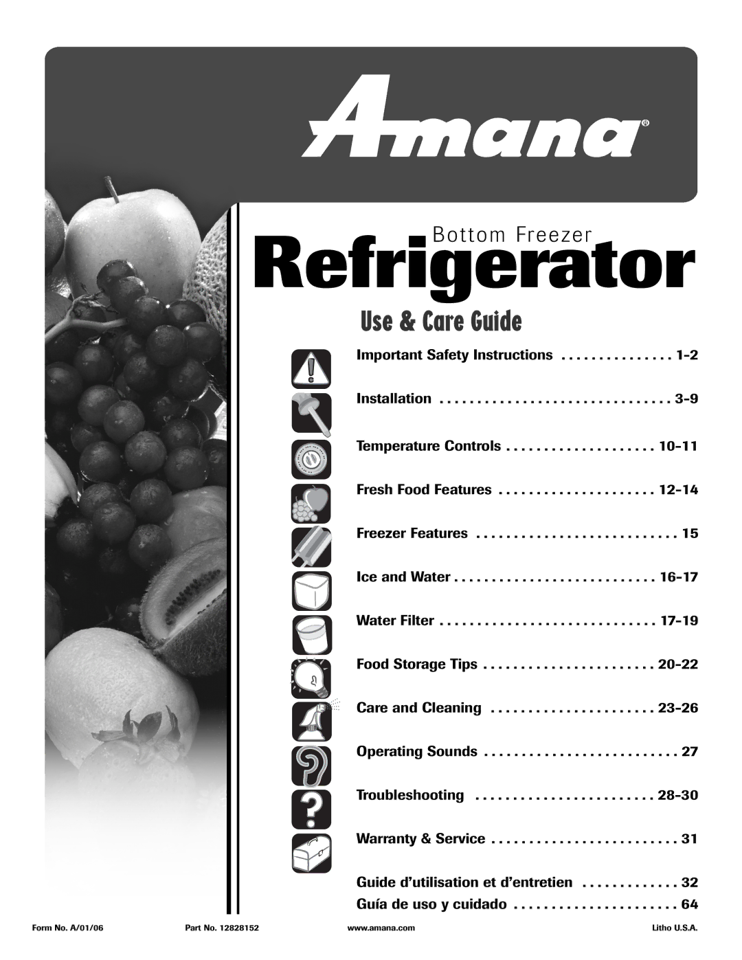 Amana ABD2533DEW, ABD2533DEB important safety instructions Refrigerator, Bottom Freezer 