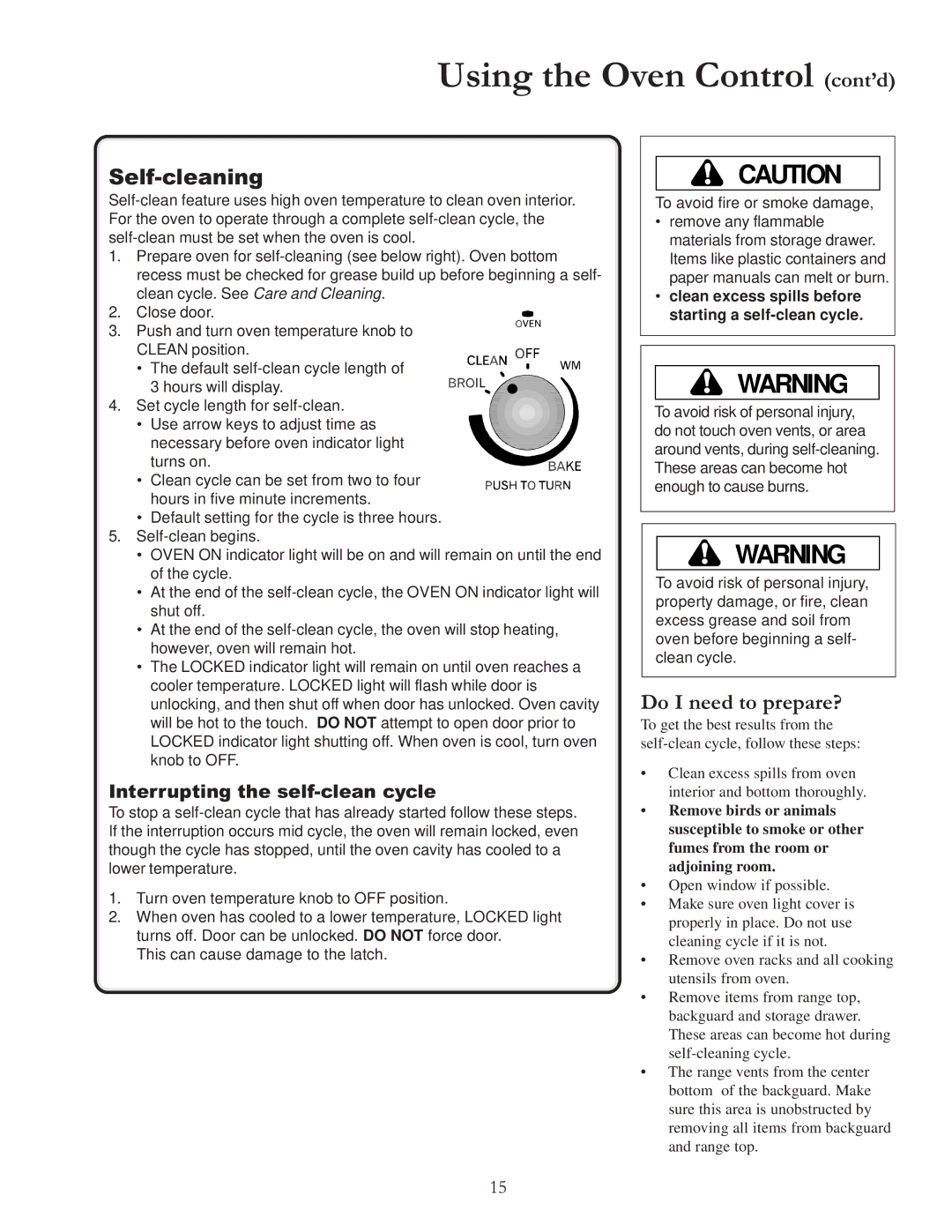 Amana ACF422GA, ACF4225A, DCF4205, ACF4205A, ACF4215A Self-cleaning, Do I need to prepare?, Interrupting the self-clean cycle 