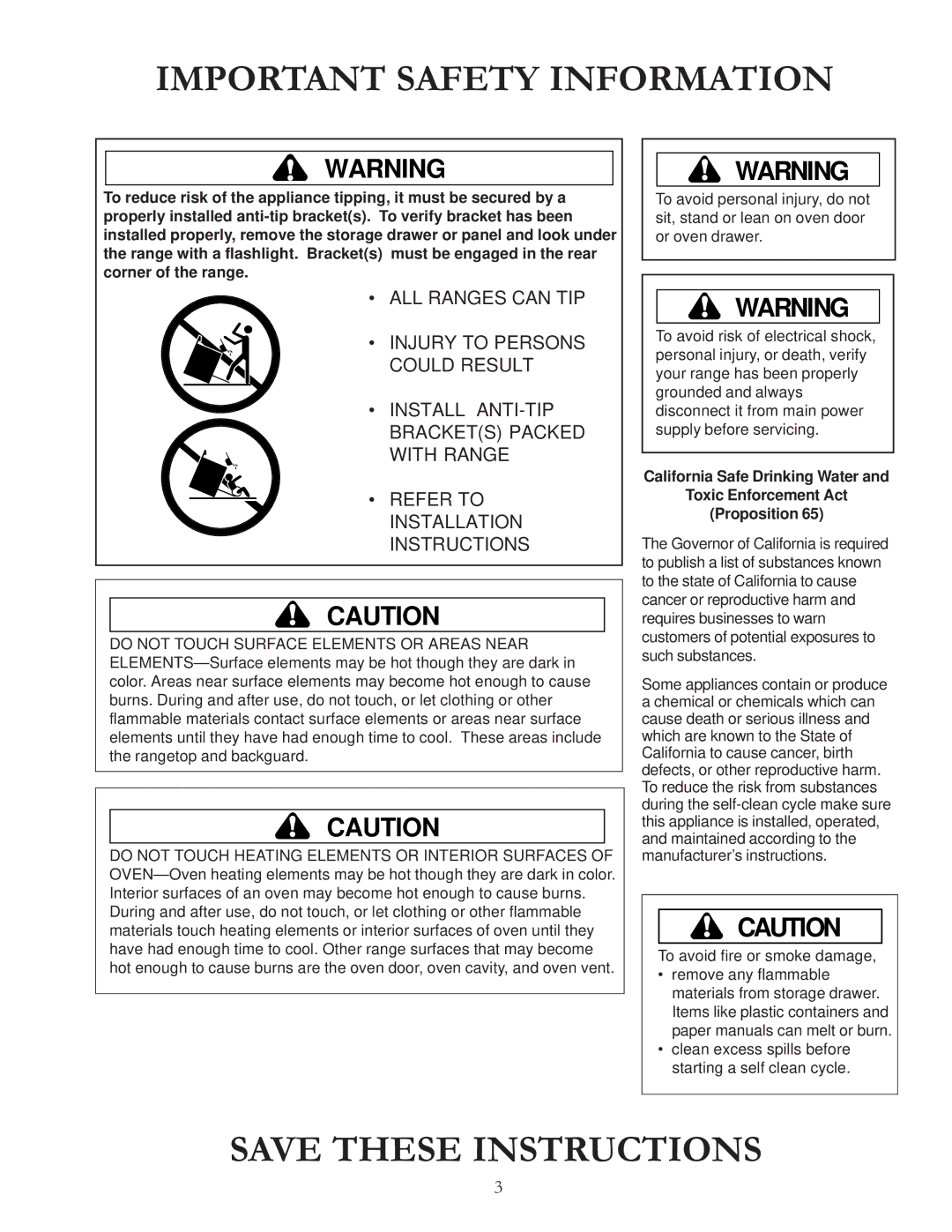 Amana ACF4205A, ACF422GA, ACF4225A, DCF4205, ACF4215A owner manual Important Safety Information 