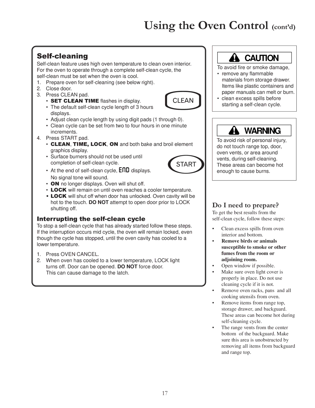 Amana ACF4255A owner manual Self-cleaning, Do I need to prepare?, Interrupting the self-clean cycle 