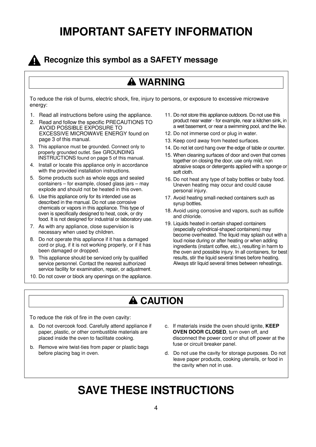 Amana ACM0720A warranty Recognize this symbol as a Safety message 