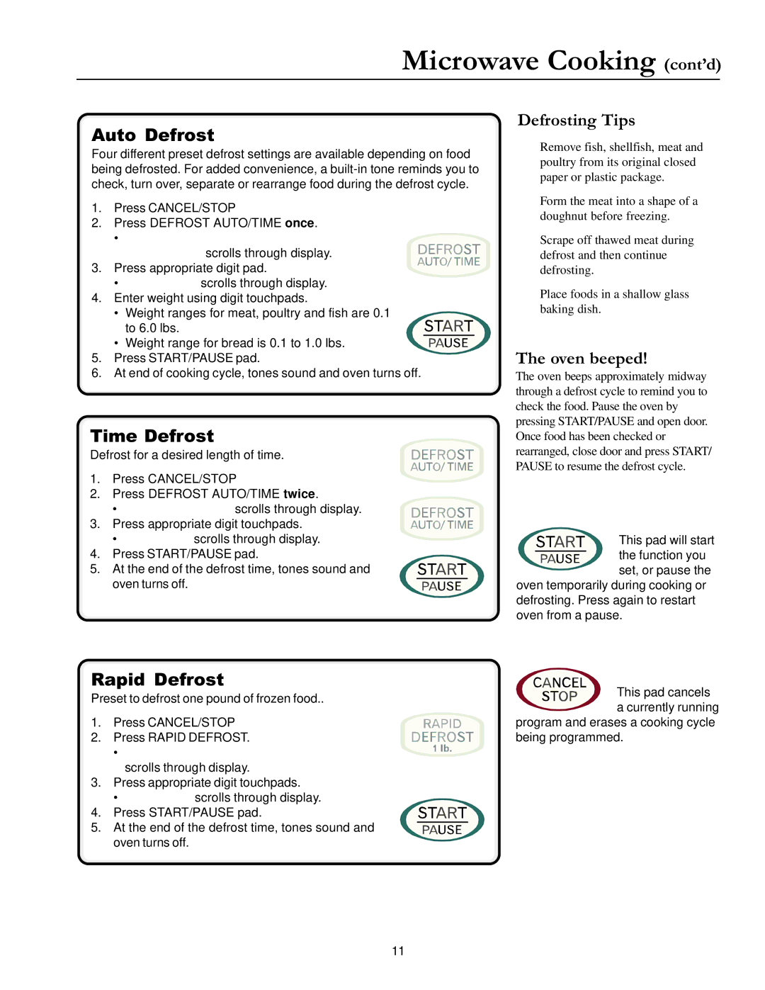 Amana ACM1580A owner manual Microwave Cooking cont’d 