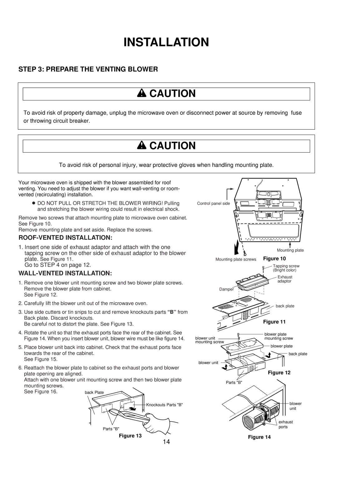 Amana ACO1520A important safety instructions Prepare the Venting Blower, ROOF-VENTED Installation 