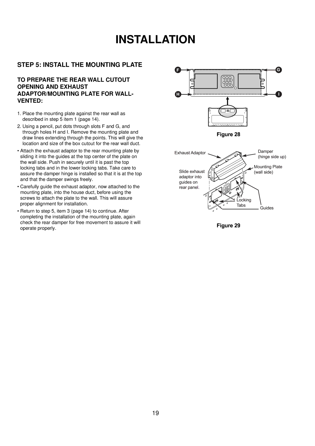 Amana ACO1520A important safety instructions Attach the exhaust adaptor to the rear mounting plate by 