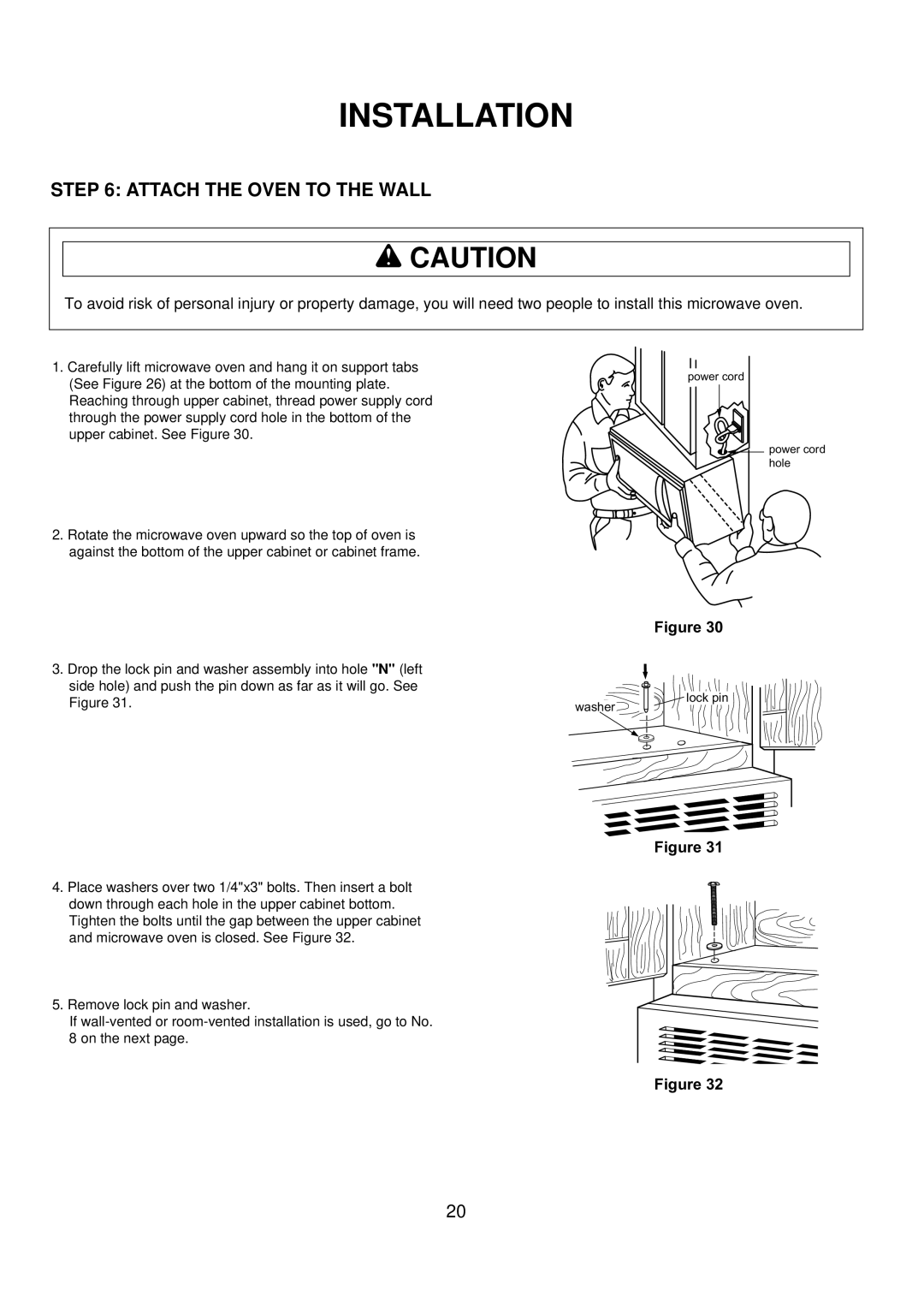 Amana ACO1520A important safety instructions Attach the Oven to the Wall 