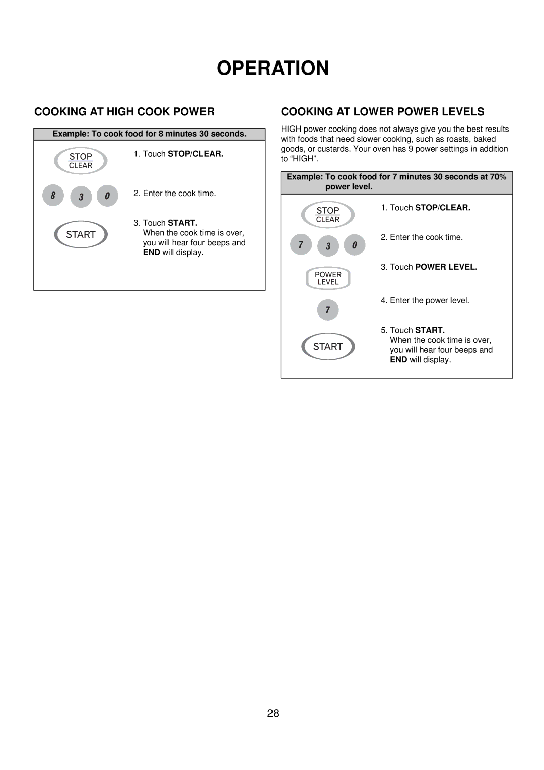 Amana ACO1520A important safety instructions Cooking AT High Cook Power, Cooking AT Lower Power Levels 