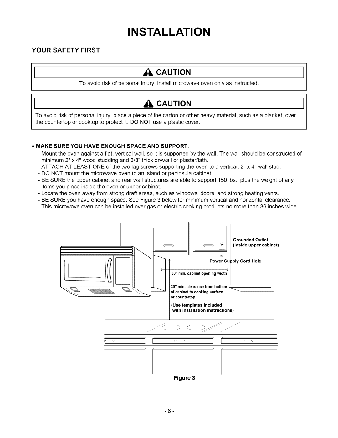 Amana ACO1860A owner manual Make Sure YOU have Enough Space and Support, Inside uppercabinet 