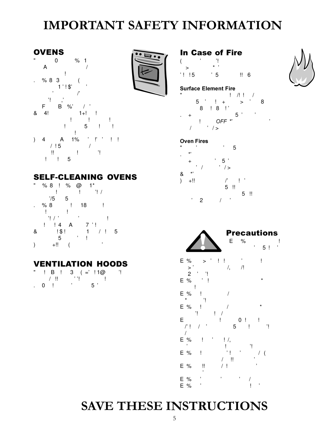 Amana ACS7280A, ACS7270A owner manual Case of Fire, Precautions, Surface Element Fire, Oven Fires 