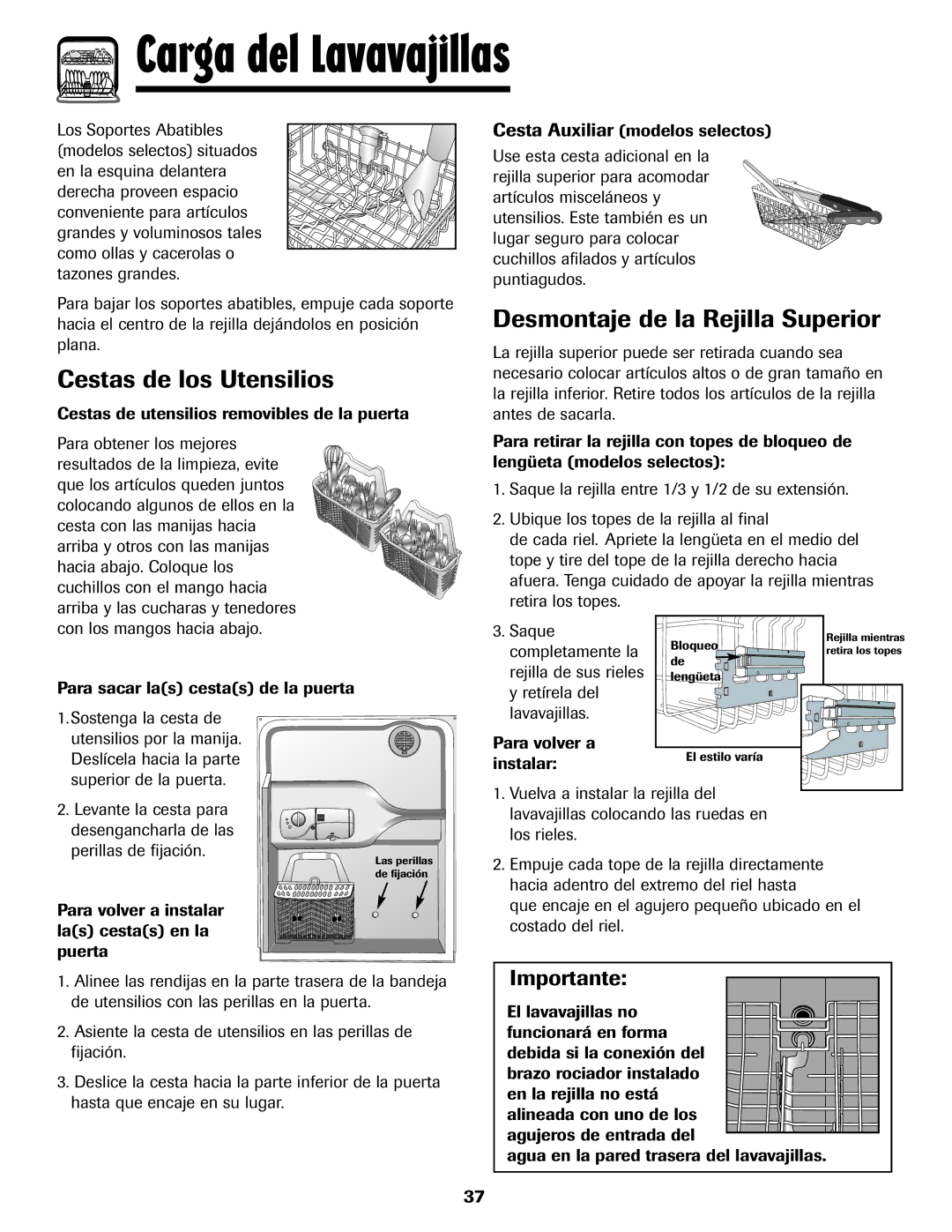 Amana ADB-2 Cestas de los Utensilios, Cestas de utensilios removibles de la puerta, Cesta Auxiliar modelos selectos 