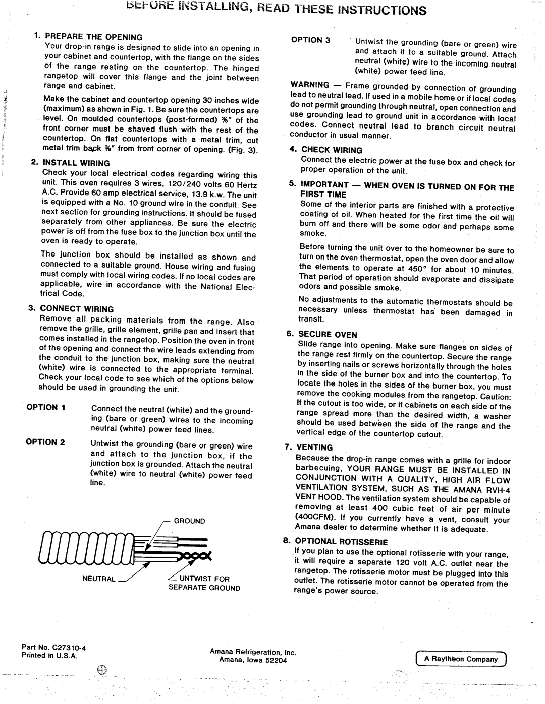 Amana ADM-1B manual 