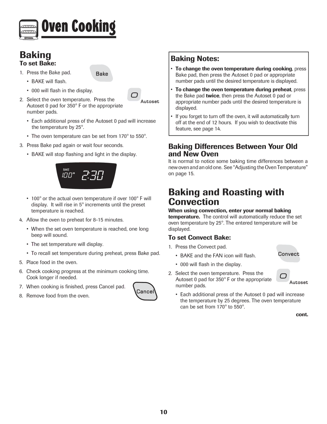 Amana AER5845RAW Baking and Roasting with Convection, Baking Notes, Baking Differences Between Your Old and New Oven 