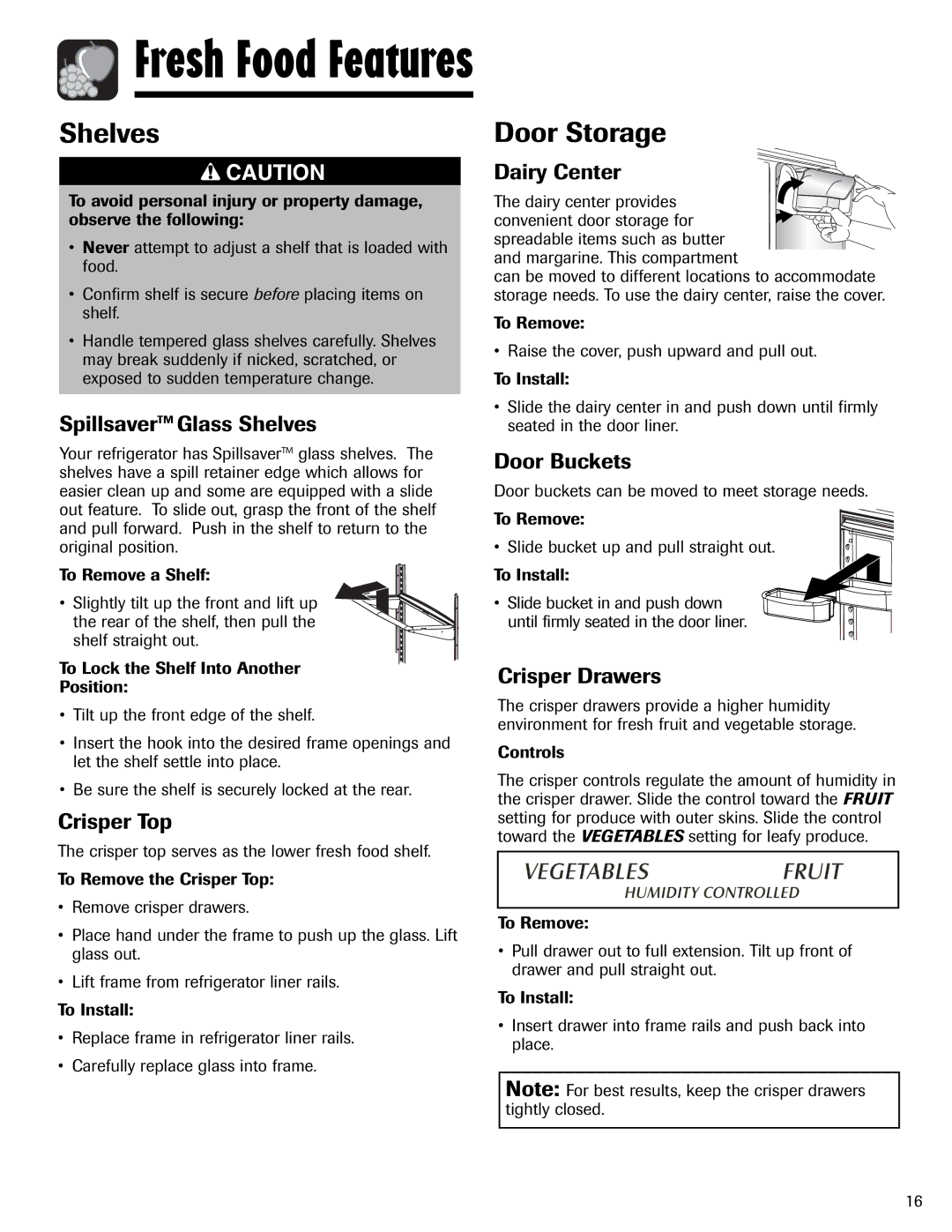 Amana AFI2538AEW important safety instructions Shelves, Door Storage 