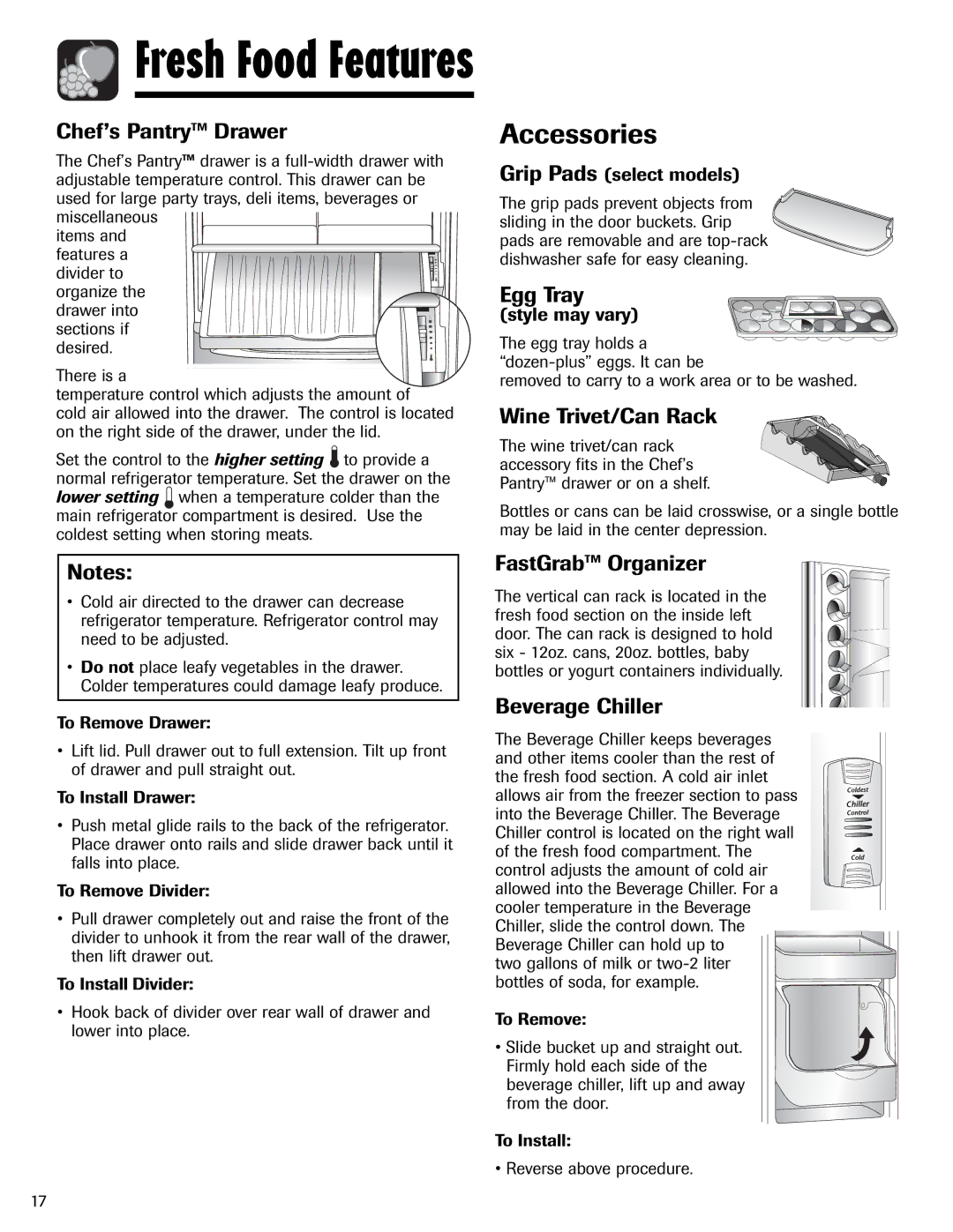 Amana AFI2538AEW important safety instructions Accessories 