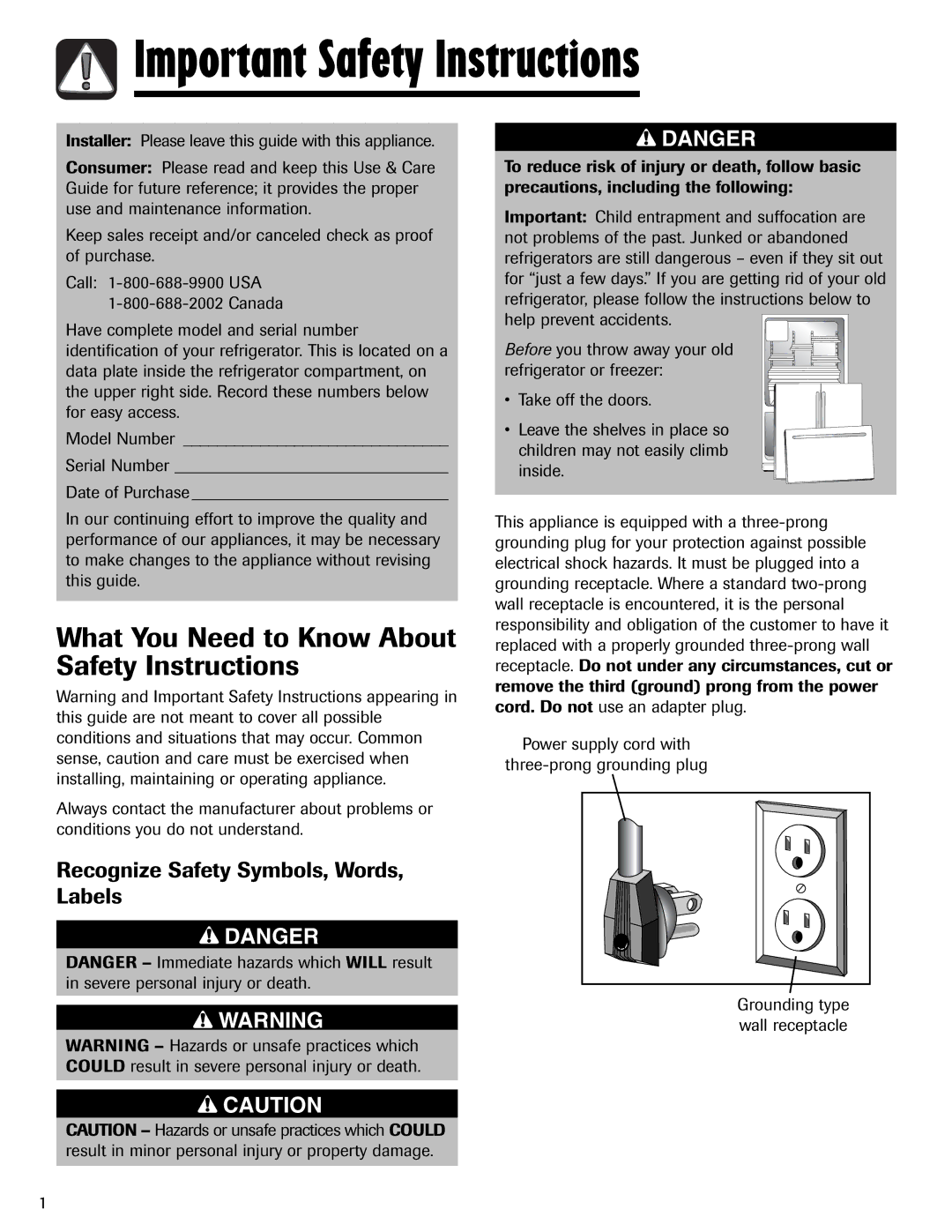 Amana AFI2538AEW Important Safety Instructions, What You Need to Know About Safety Instructions 