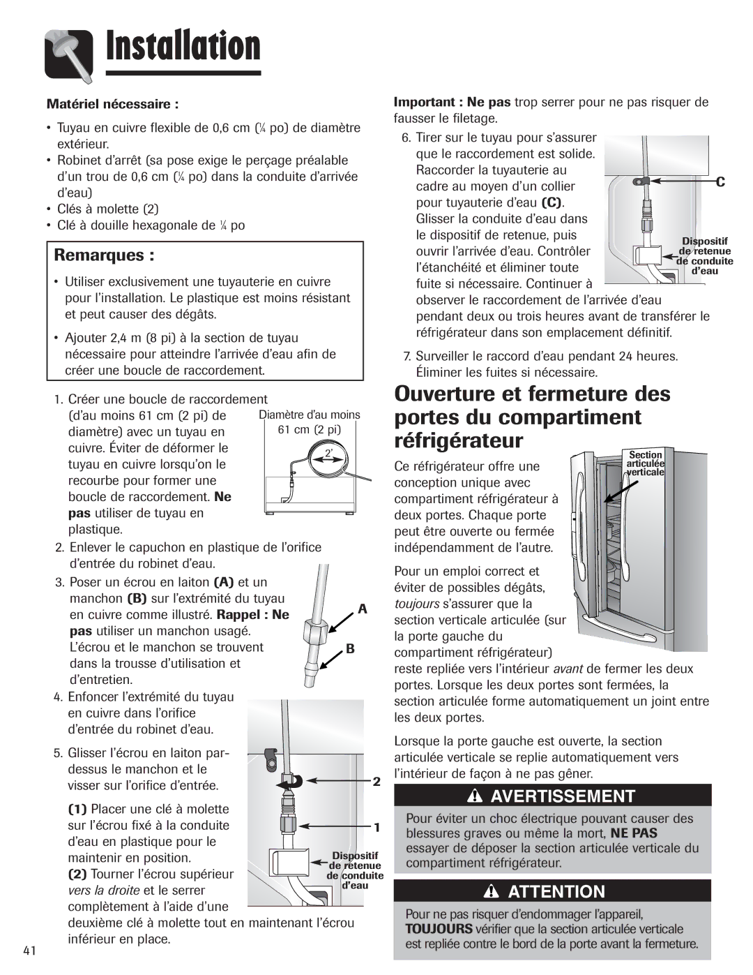 Amana AFI2538AEW important safety instructions Ce réfrigérateur offre une 