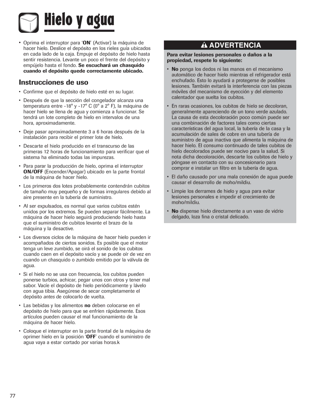 Amana AFI2538AEW important safety instructions Instrucciones de uso 