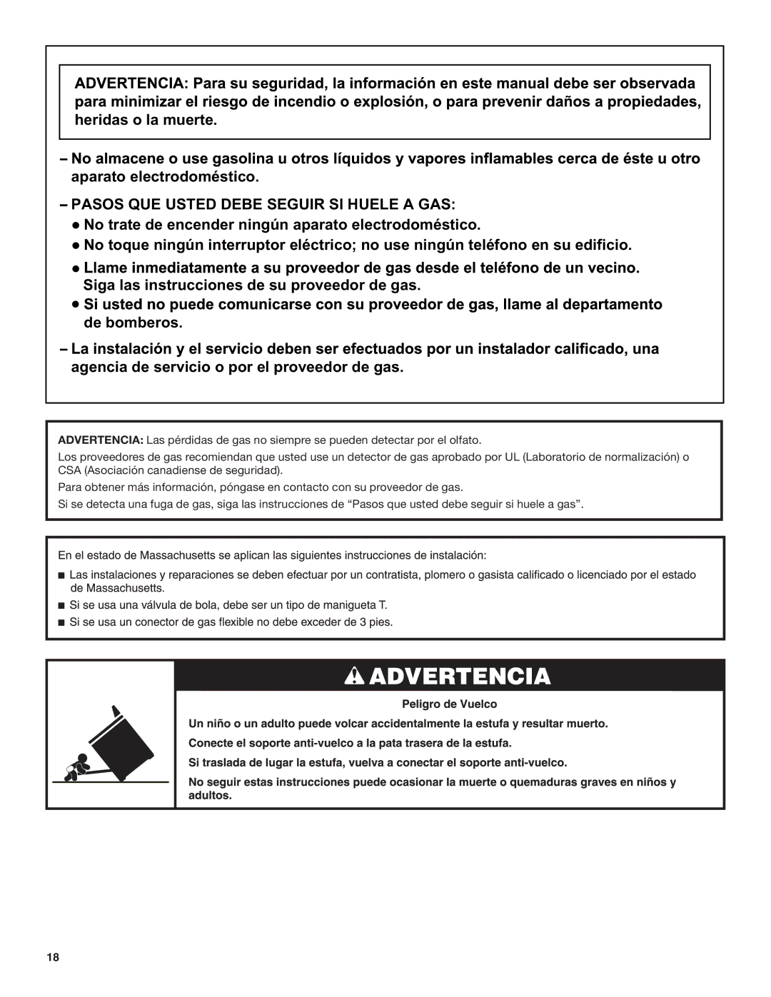 Amana AGG222VDW installation instructions Pasos QUE Usted Debe Seguir SI Huele a GAS 