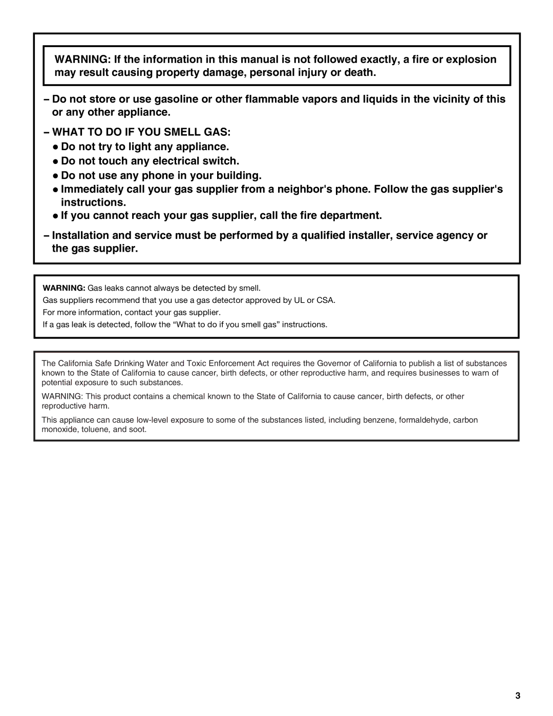 Amana AGR4422VDW manual What to do if YOU Smell GAS 