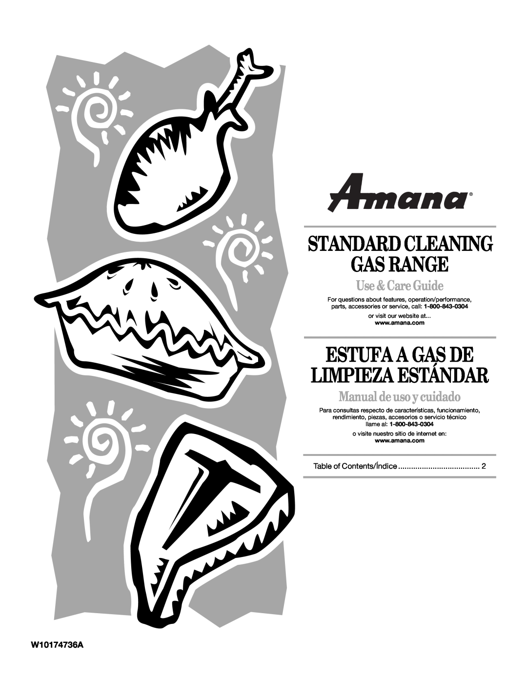 Amana AGR4422VDW manual Standard Cleaning Gas Range, Estufa A Gas De, Limpieza Estándar, Use & Care Guide, W10174736A 