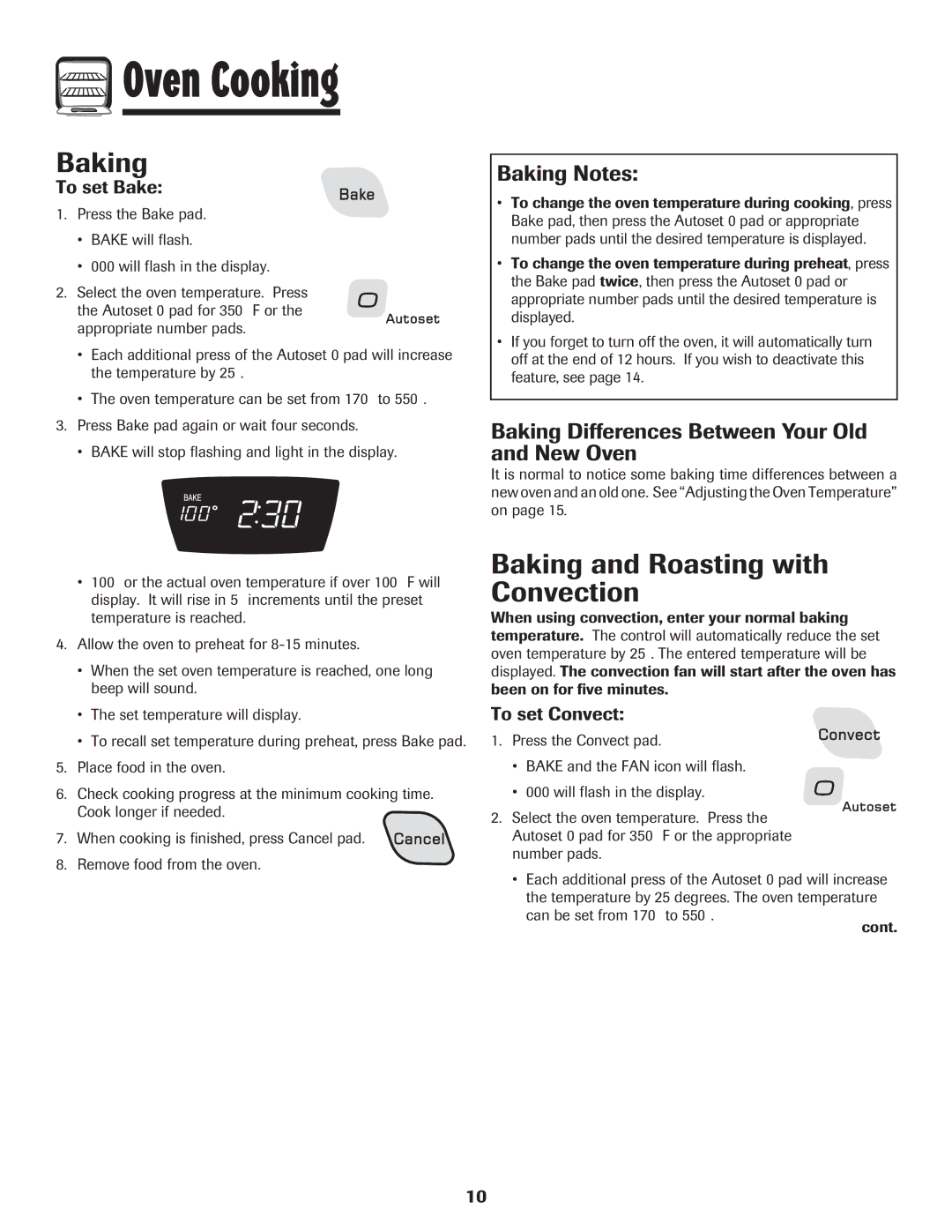 Amana AGR5835QDW Baking and Roasting with Convection, Baking Notes, Baking Differences Between Your Old and New Oven 